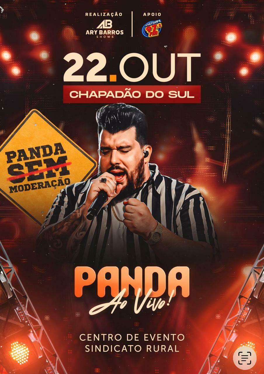Imagem de compartilhamento para o artigo Ary Barros apresenta em Chapadão do Sul o show explosivo de Panda Sem Moderação no Centro de Eventos do Sindicato Rural da MS Todo dia